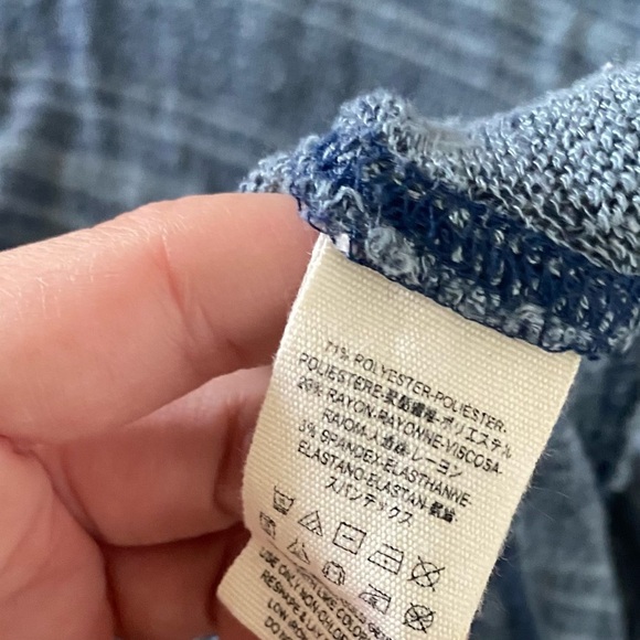 we the free people blue striped henley slinky hacci long sleeve top - Picture 5 of 6